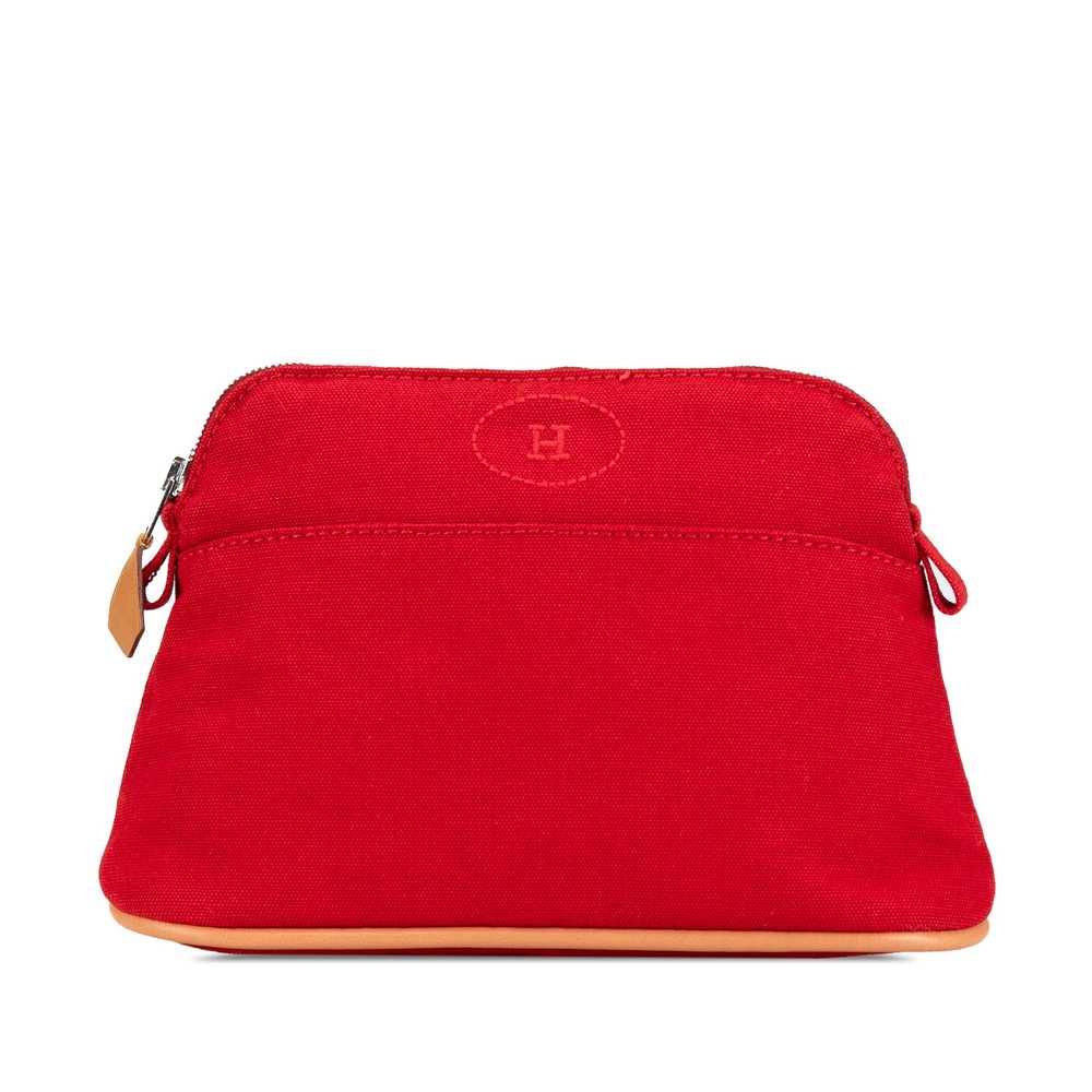 Red Hermès Mini Toile Bolide Case Pouch - image 1