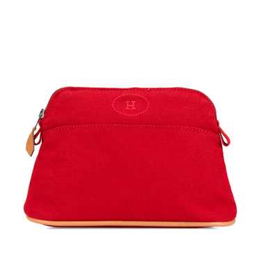 Red Hermès Mini Toile Bolide Case Pouch - image 1