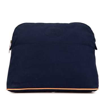 Blue Hermès Toile Bolide Travel Case TGM Pouch