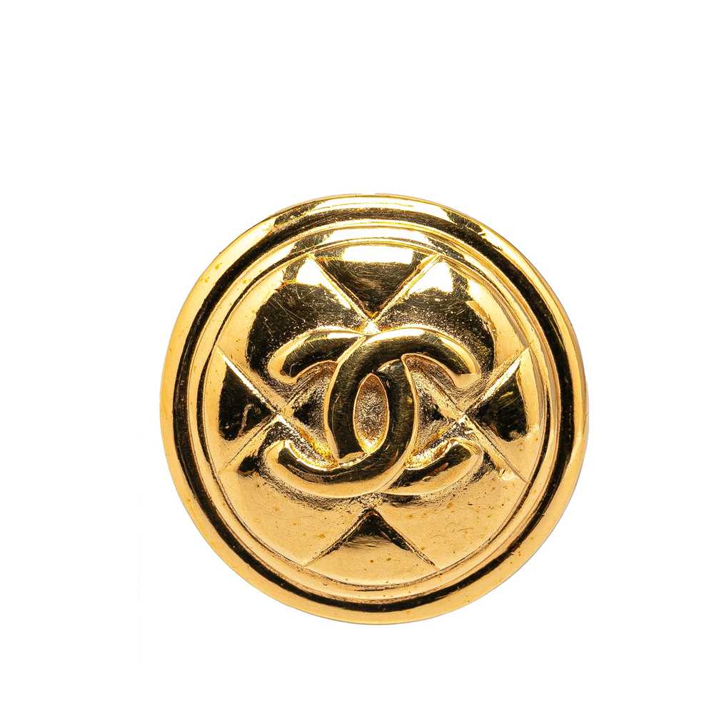 Gold Chanel Gold Plated CC Quilted Brooch - image 1