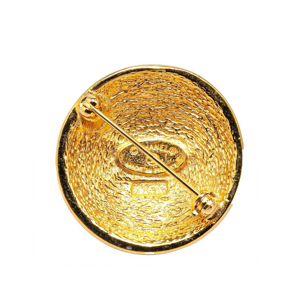 Gold Chanel Gold Plated CC Quilted Brooch - image 2