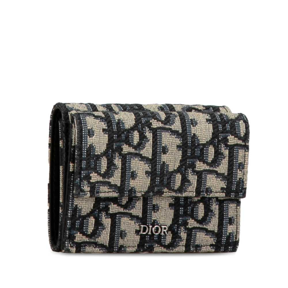 Blue Dior Oblique Canvas Trifold Wallet - image 2