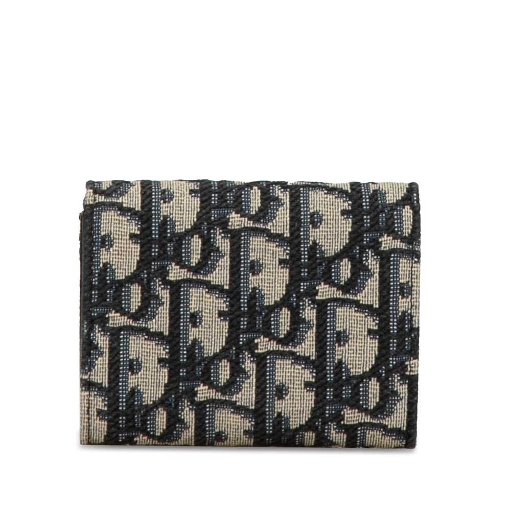 Blue Dior Oblique Canvas Trifold Wallet - image 3