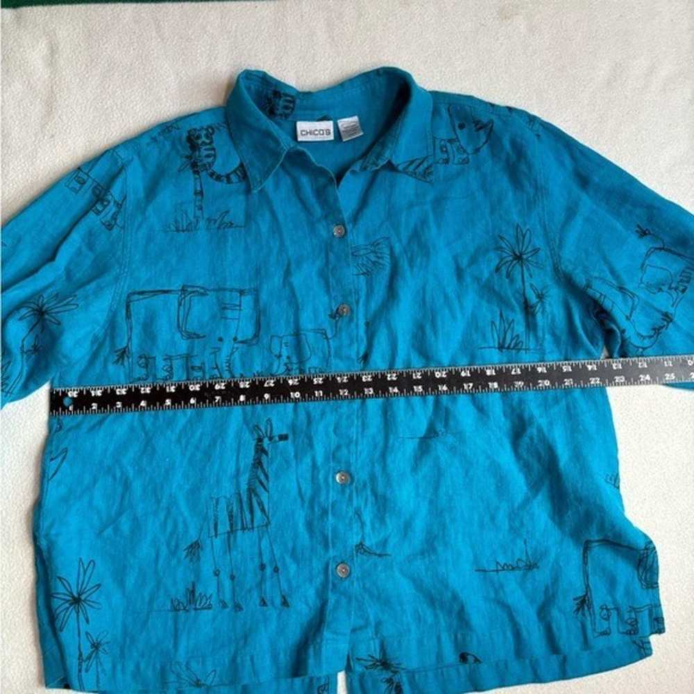 Vintage Chicos Linen Animal Print Blouse - image 7