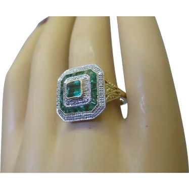 Classic Solid 14kt Genuine Emeralds and Natural Di