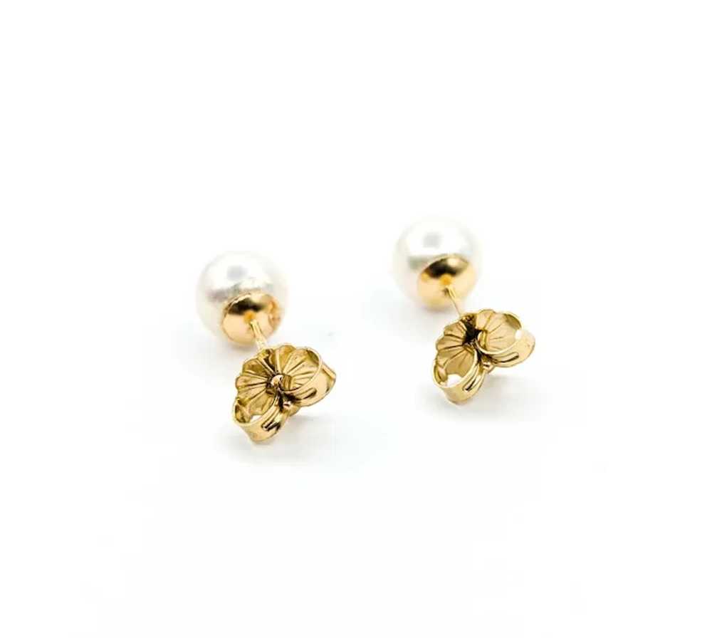 Elegant Pearl Stud Earrings in 14kt Gold - image 8