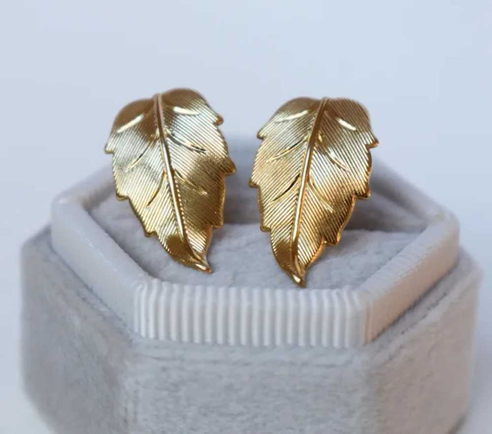 Gold leaf earrings, everyday quirky earrings, ele… - image 10