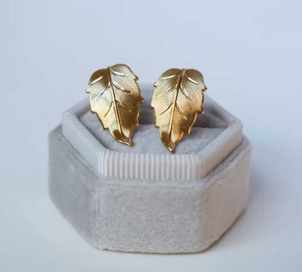 Gold leaf earrings, everyday quirky earrings, ele… - image 11