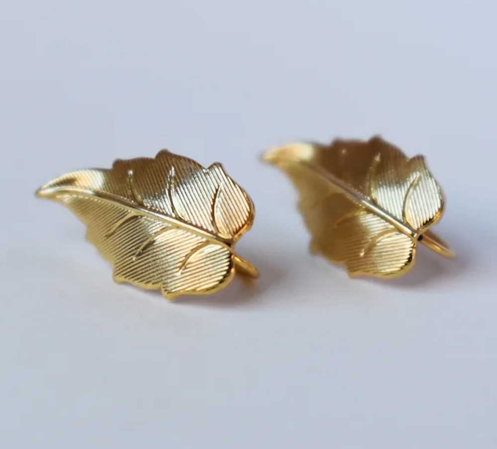 Gold leaf earrings, everyday quirky earrings, ele… - image 2