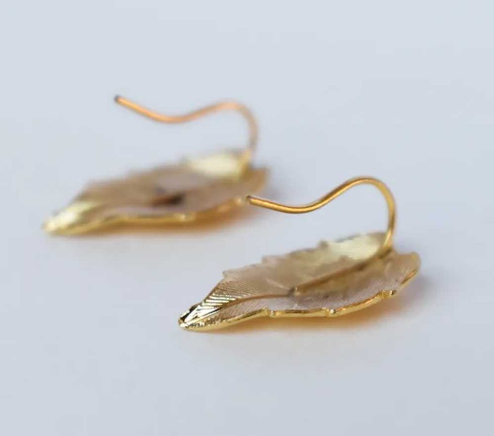 Gold leaf earrings, everyday quirky earrings, ele… - image 3