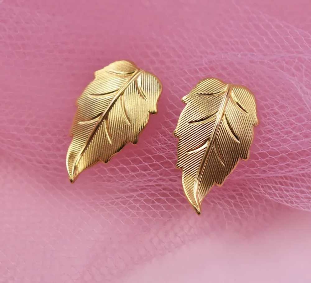 Gold leaf earrings, everyday quirky earrings, ele… - image 7