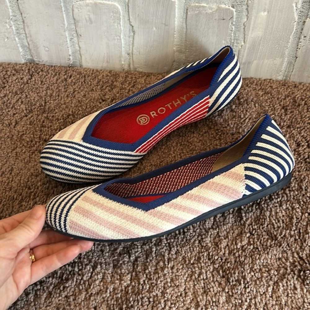 Rothy's Pink Mixed Striped Flats Rare Retired siz… - image 2