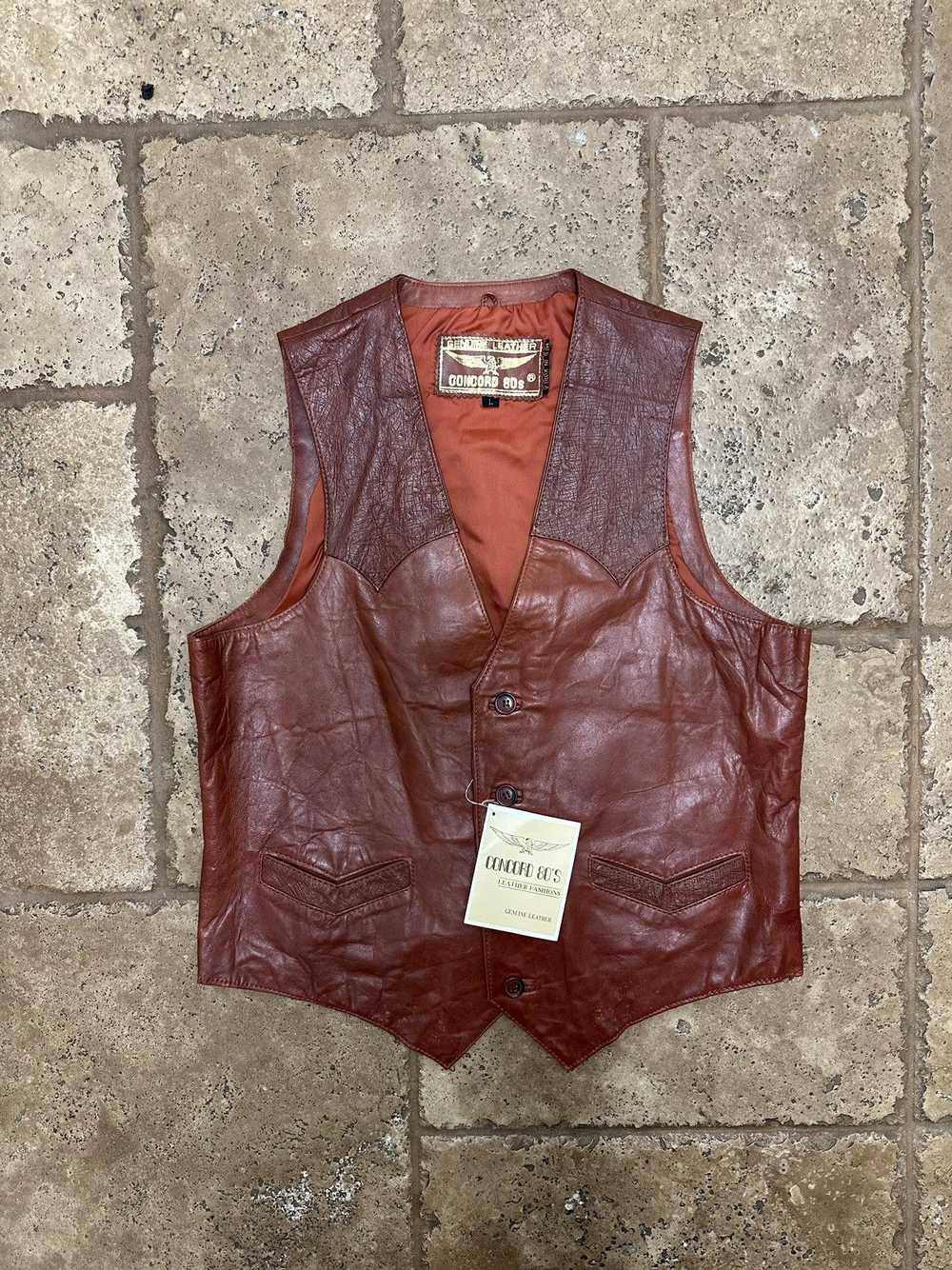 Concord Concord 80’s Genuine Leather Vest Ostrich… - image 1