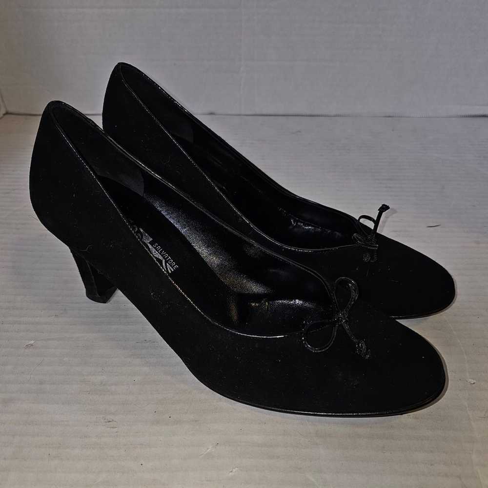 VTG Salvatore Ferragamo Black Heels Bow Accent SZ… - image 3