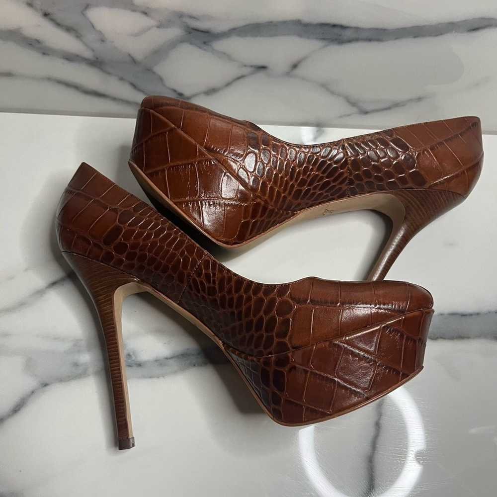 Sam Edelman | Women's Brown Croc Leather Peep Toe… - image 5