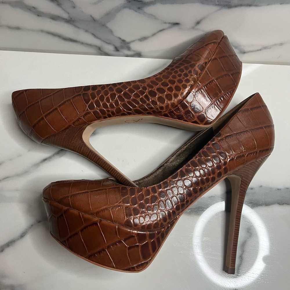 Sam Edelman | Women's Brown Croc Leather Peep Toe… - image 6