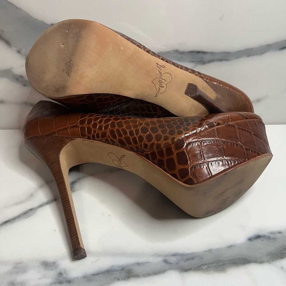 Sam Edelman | Women's Brown Croc Leather Peep Toe… - image 7