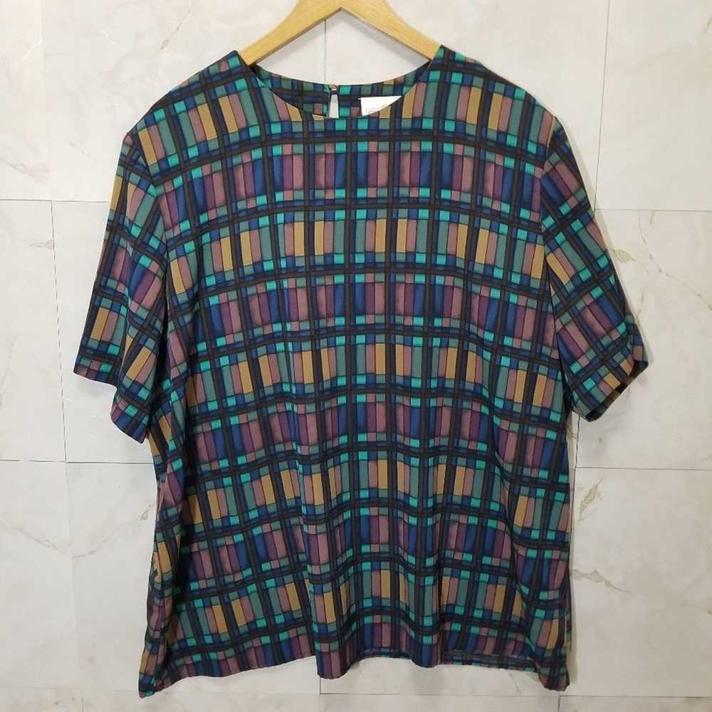 Vintage Worthington Windowpane Plaid Blouse - image 1