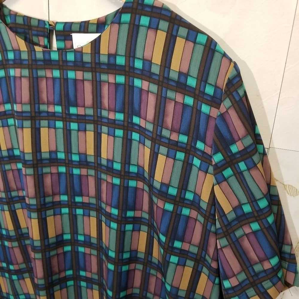 Vintage Worthington Windowpane Plaid Blouse - image 4