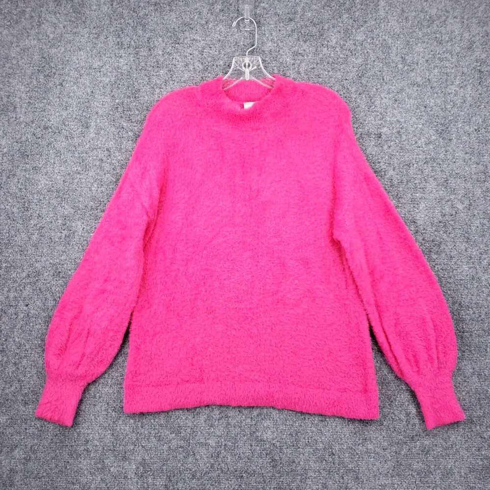 Vintage Cozy Pink Eyelash Mock Neck Pullover Knit… - image 1