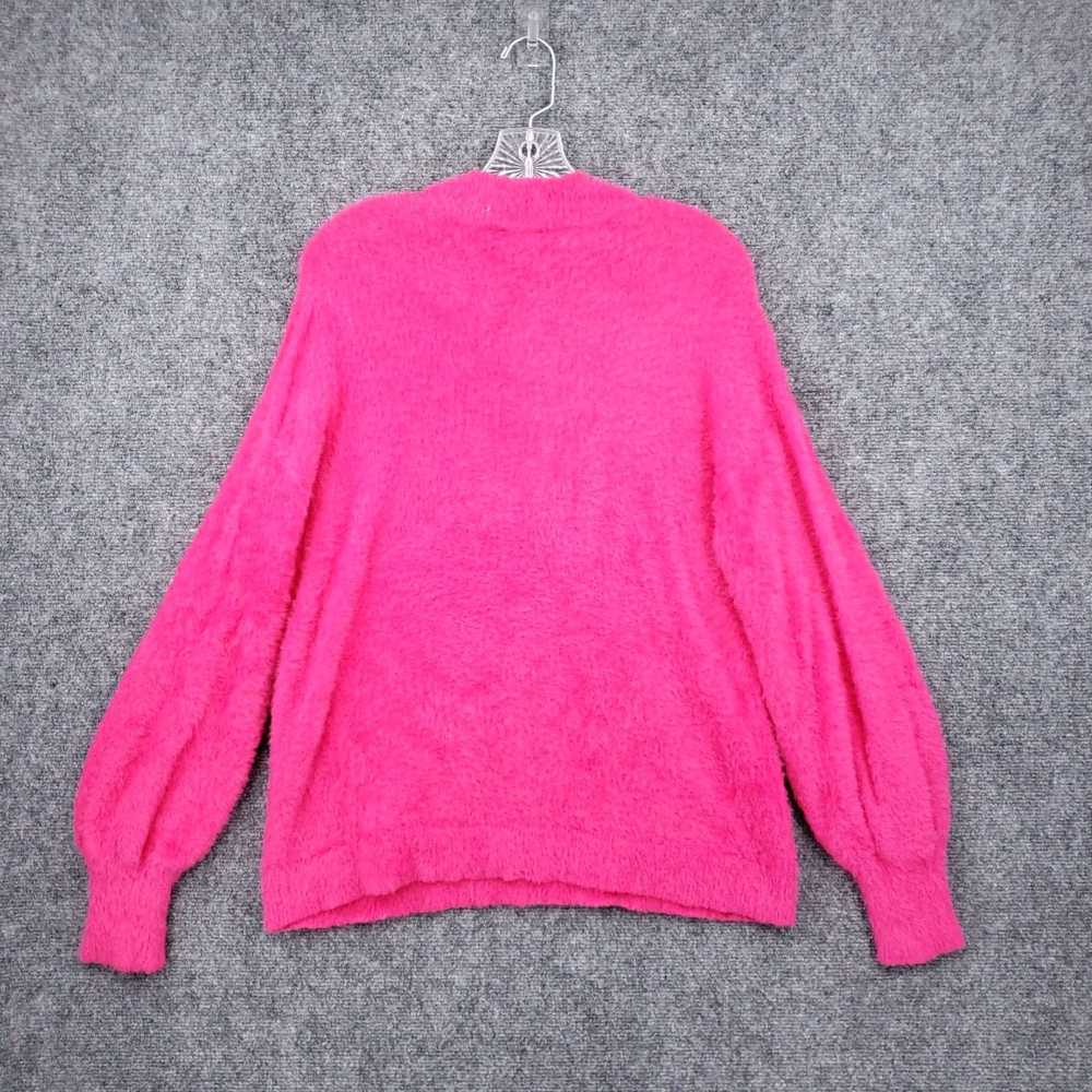 Vintage Cozy Pink Eyelash Mock Neck Pullover Knit… - image 2