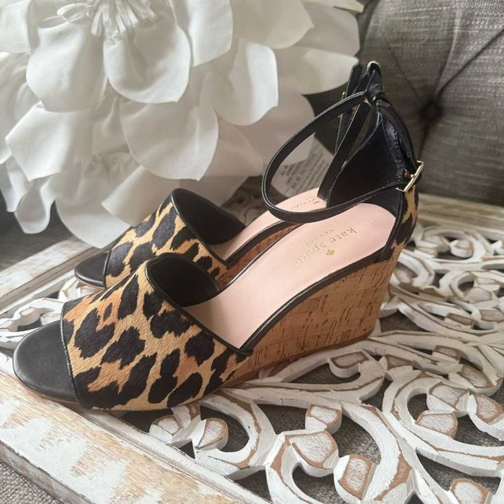 Kate Spade Cow Hair Animal Print Wedge Heels Shoe… - image 2