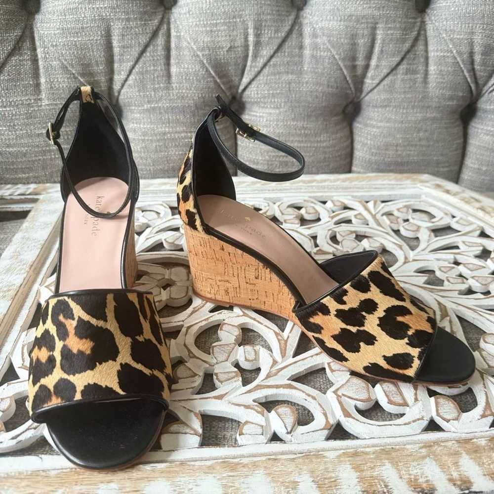 Kate Spade Cow Hair Animal Print Wedge Heels Shoe… - image 3