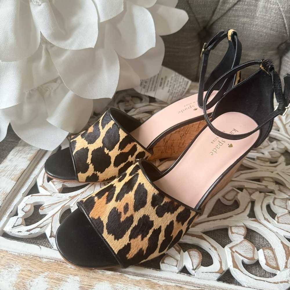 Kate Spade Cow Hair Animal Print Wedge Heels Shoe… - image 8