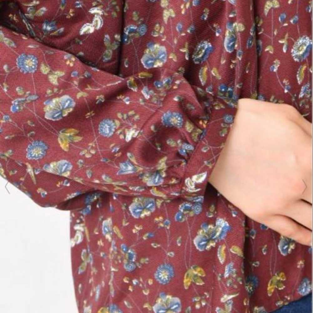 NICE CLAUP Small Flower Print Blouse Brown FREE L… - image 10