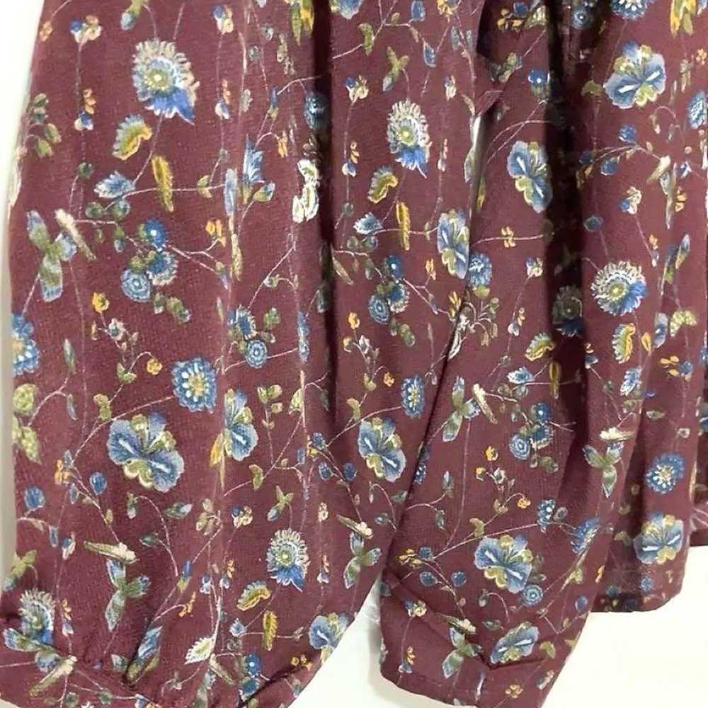 NICE CLAUP Small Flower Print Blouse Brown FREE L… - image 3