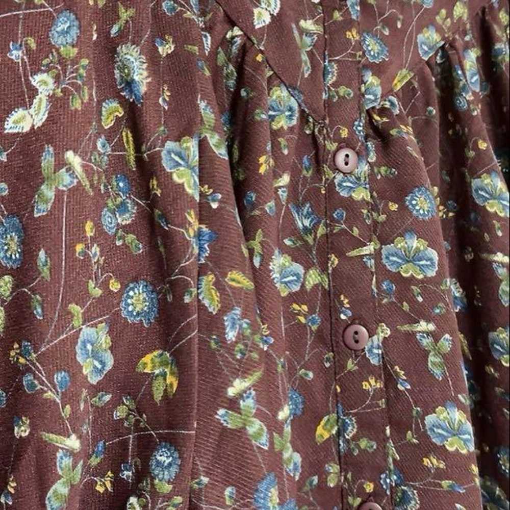 NICE CLAUP Small Flower Print Blouse Brown FREE L… - image 4