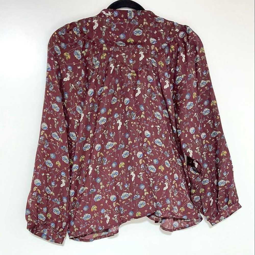 NICE CLAUP Small Flower Print Blouse Brown FREE L… - image 5