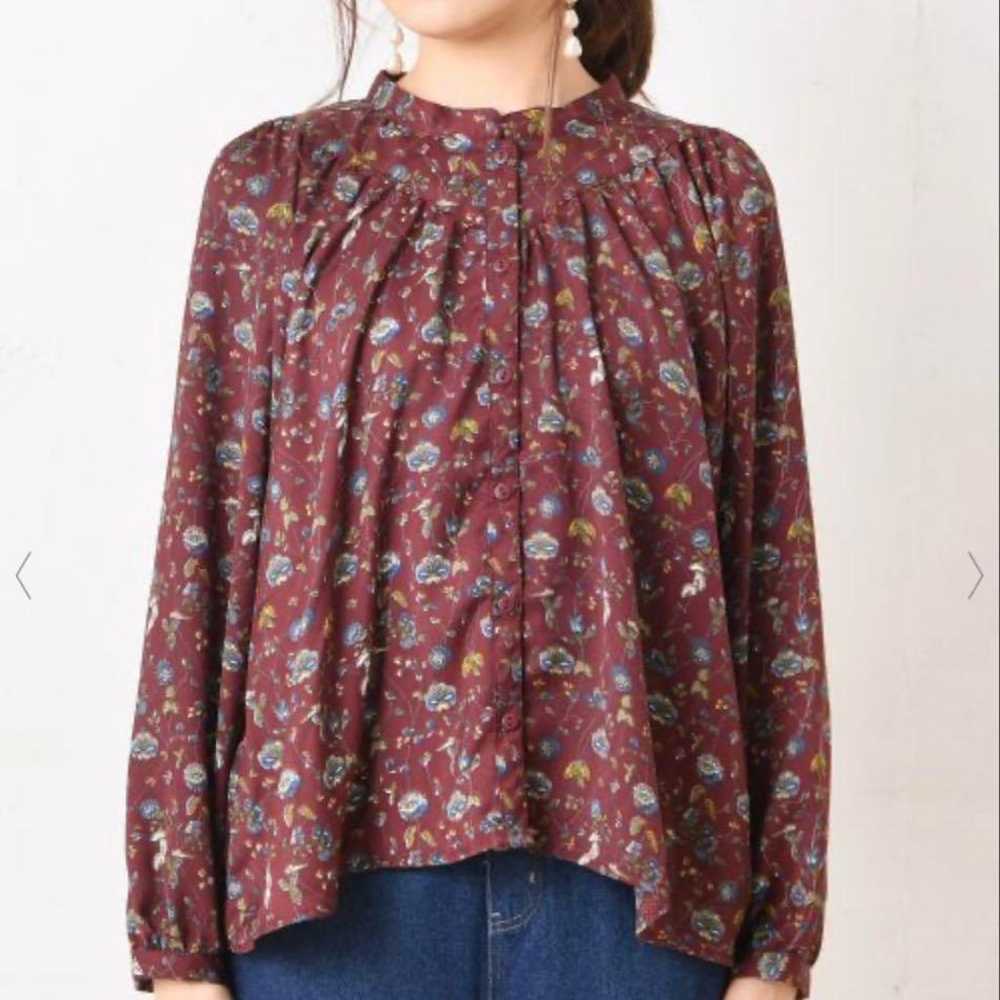 NICE CLAUP Small Flower Print Blouse Brown FREE L… - image 6