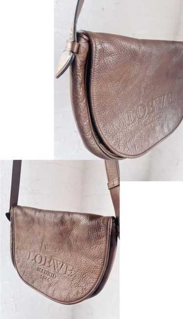 authentic Loewe chocolate leather saddle bag