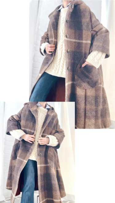 Irish wool plaid swing coat