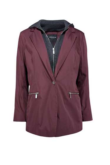 Lafayette 148 - Maroon Jacket w/ Grey Wool Hood & 