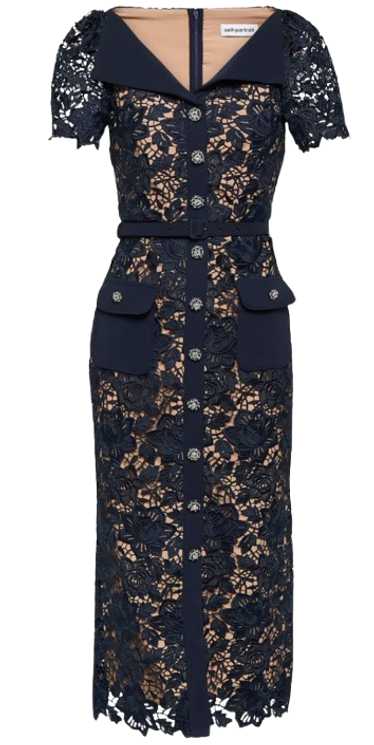 Managed by hewi Self-Portrait Navy Lace Midi Dress