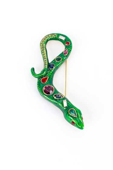 KENNETH JAY LANE Bejeweled Slithering Snake Brooch