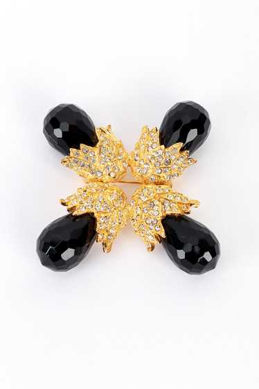 KENNETH JAY LANE Black Golden Acorn Burst Brooch