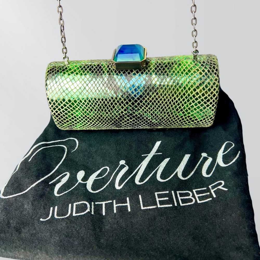 Rare Judith Leiber Overture Green Snakeskin Suede… - image 1