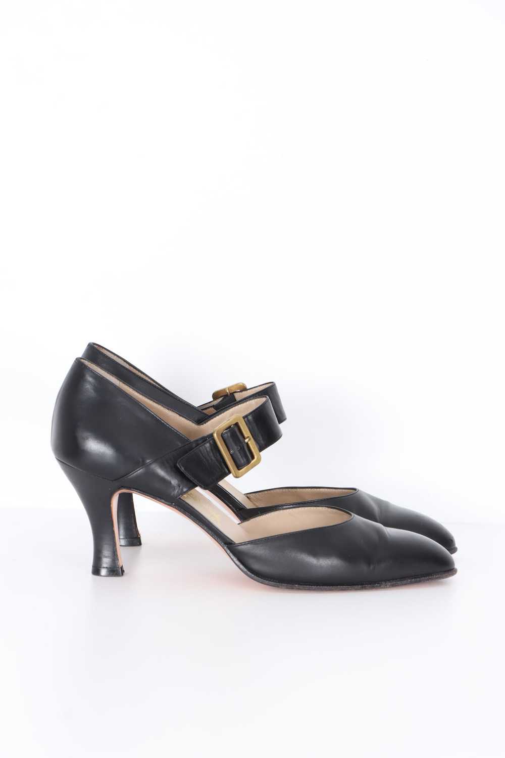 SALVATORE FERRAGAMO Black Leather Mary Jane Heels… - image 2