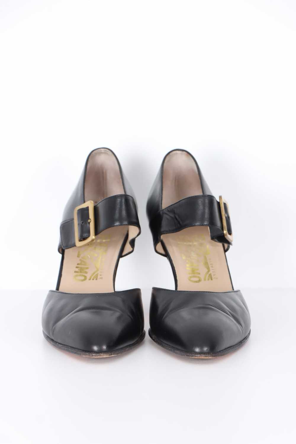 SALVATORE FERRAGAMO Black Leather Mary Jane Heels… - image 3