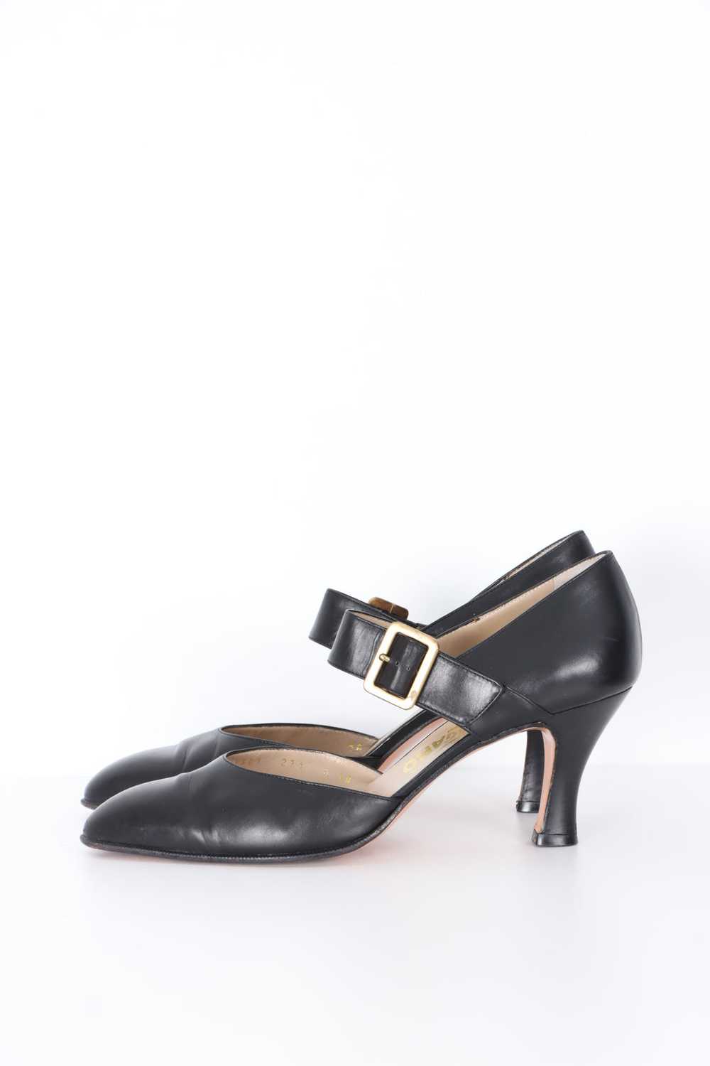 SALVATORE FERRAGAMO Black Leather Mary Jane Heels… - image 4