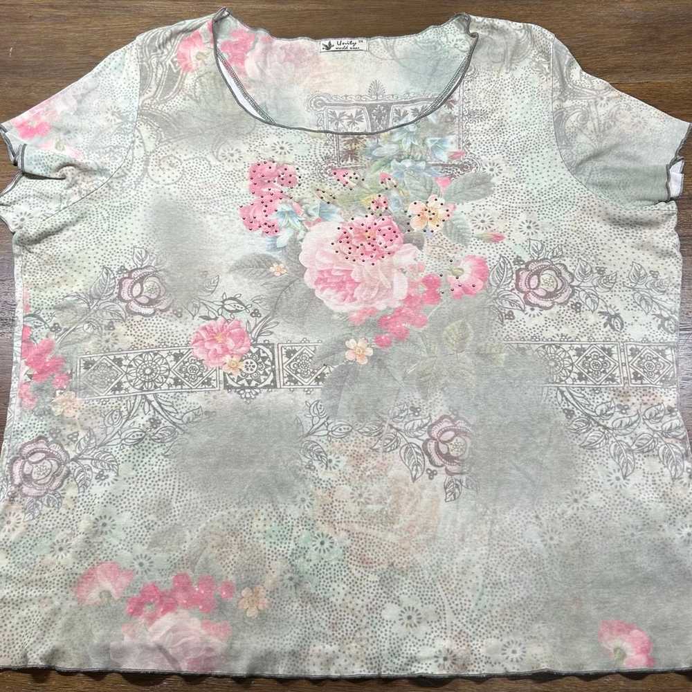 Unity World Wear Womens Blouse Size 3X Colorful F… - image 1