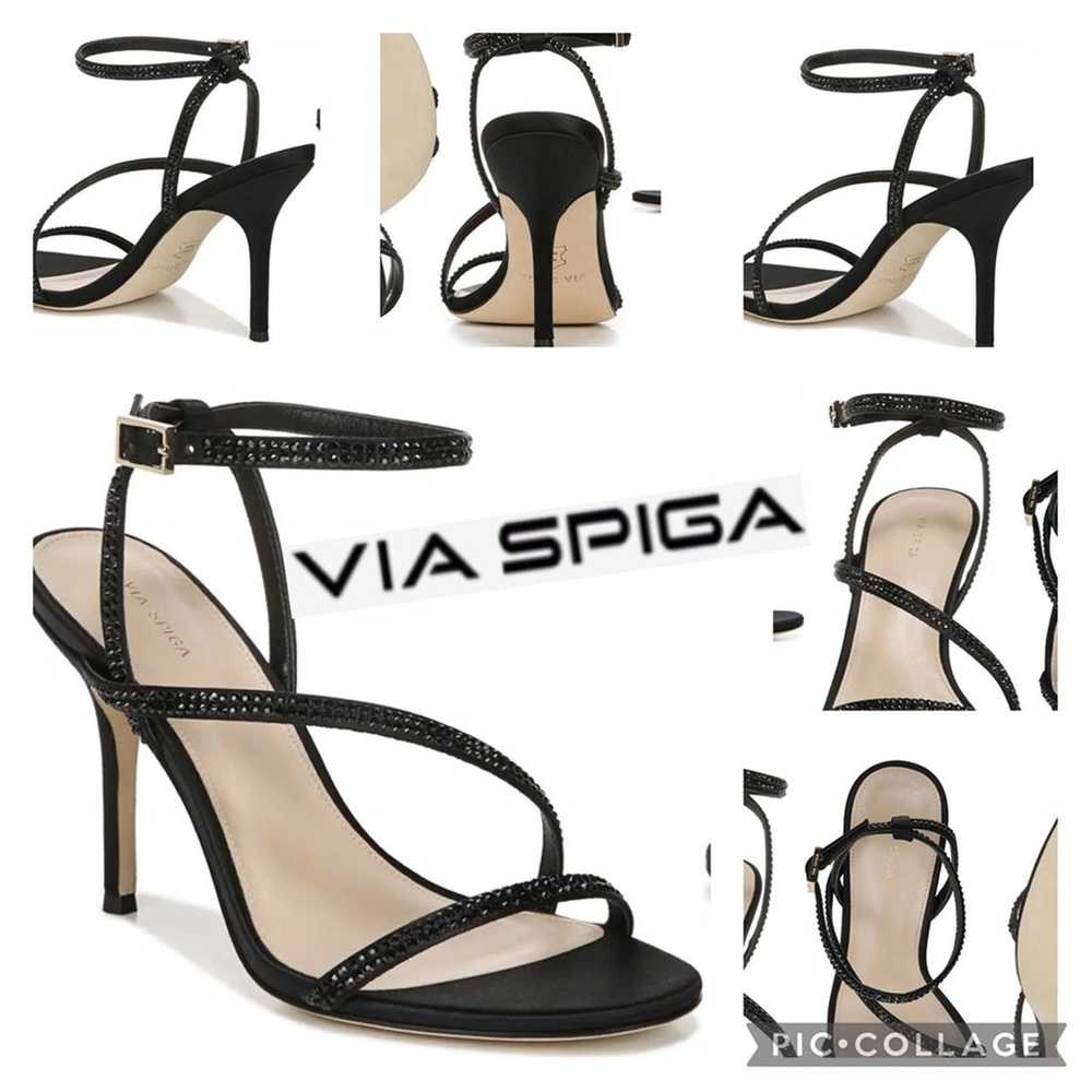 VIA SPIGA Pavlina Strappy Sandal in black satin 3… - image 1