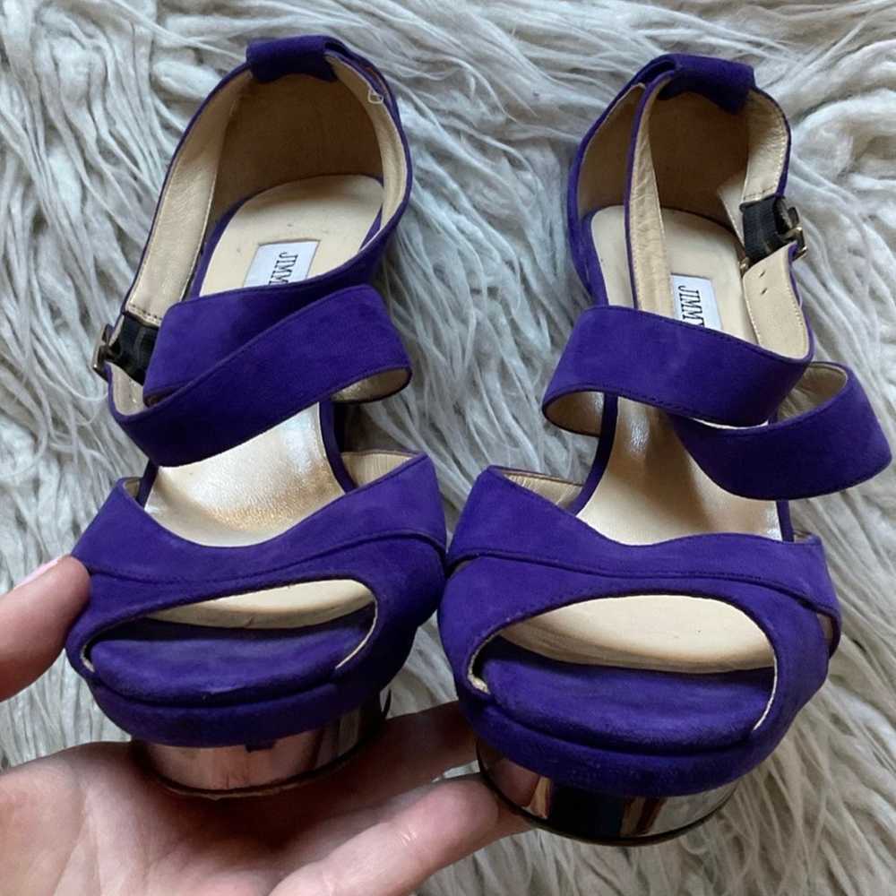 Jimmy Choo Purple Suede Leather Strappy Metallic … - image 4