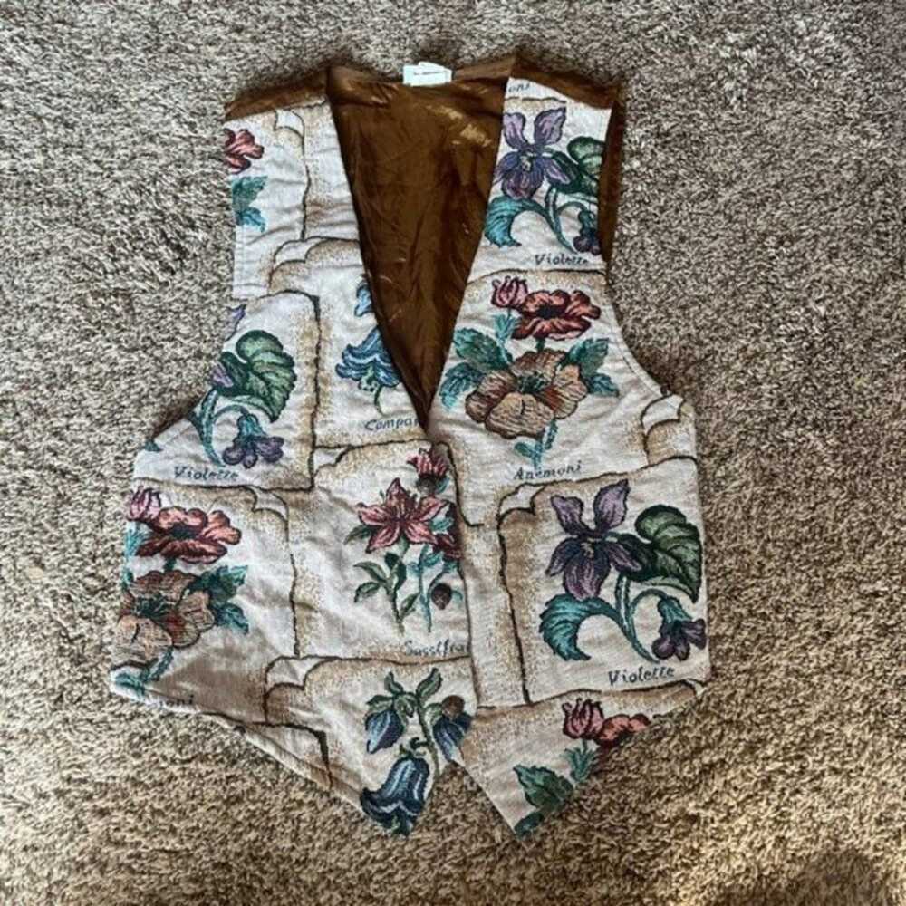 Vintage botanical floral tapestry vest - image 1