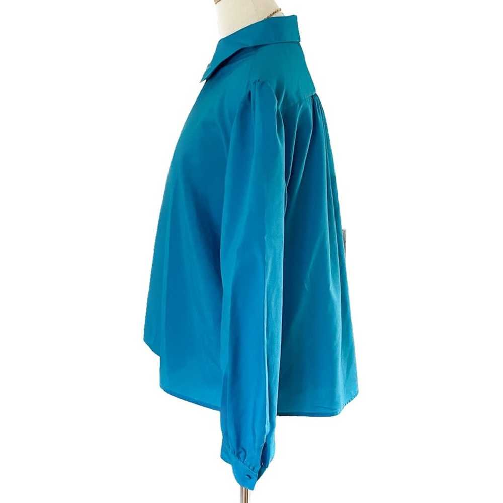 Vintage vibrant aqua blue puff shoulder button do… - image 3