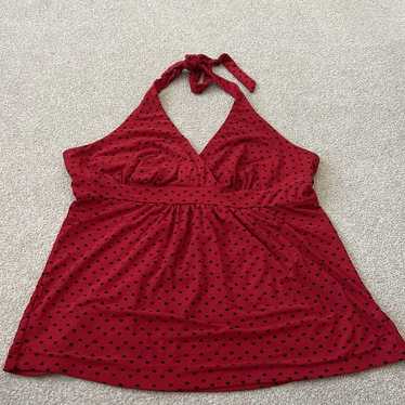 Vintage Y2K Torrid Red Black Hearts Halter Top Gr… - image 1