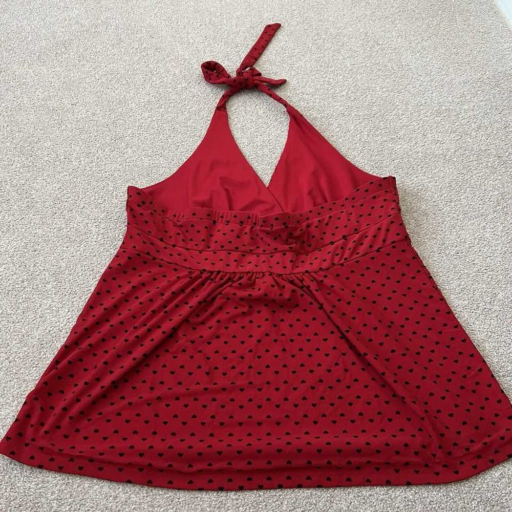 Vintage Y2K Torrid Red Black Hearts Halter Top Gr… - image 3